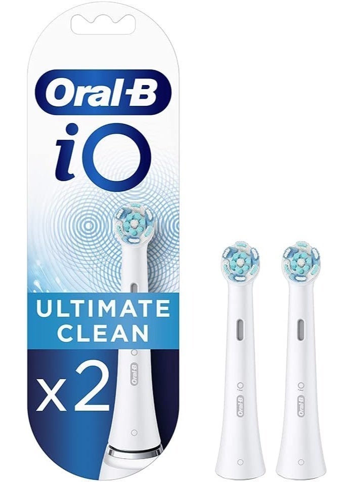 Oral-B iO Ultimate Clean Electric Toothbrush Head, Twisted & Angled Bristles for Deeper Plaque Removal, Pack of 2 White